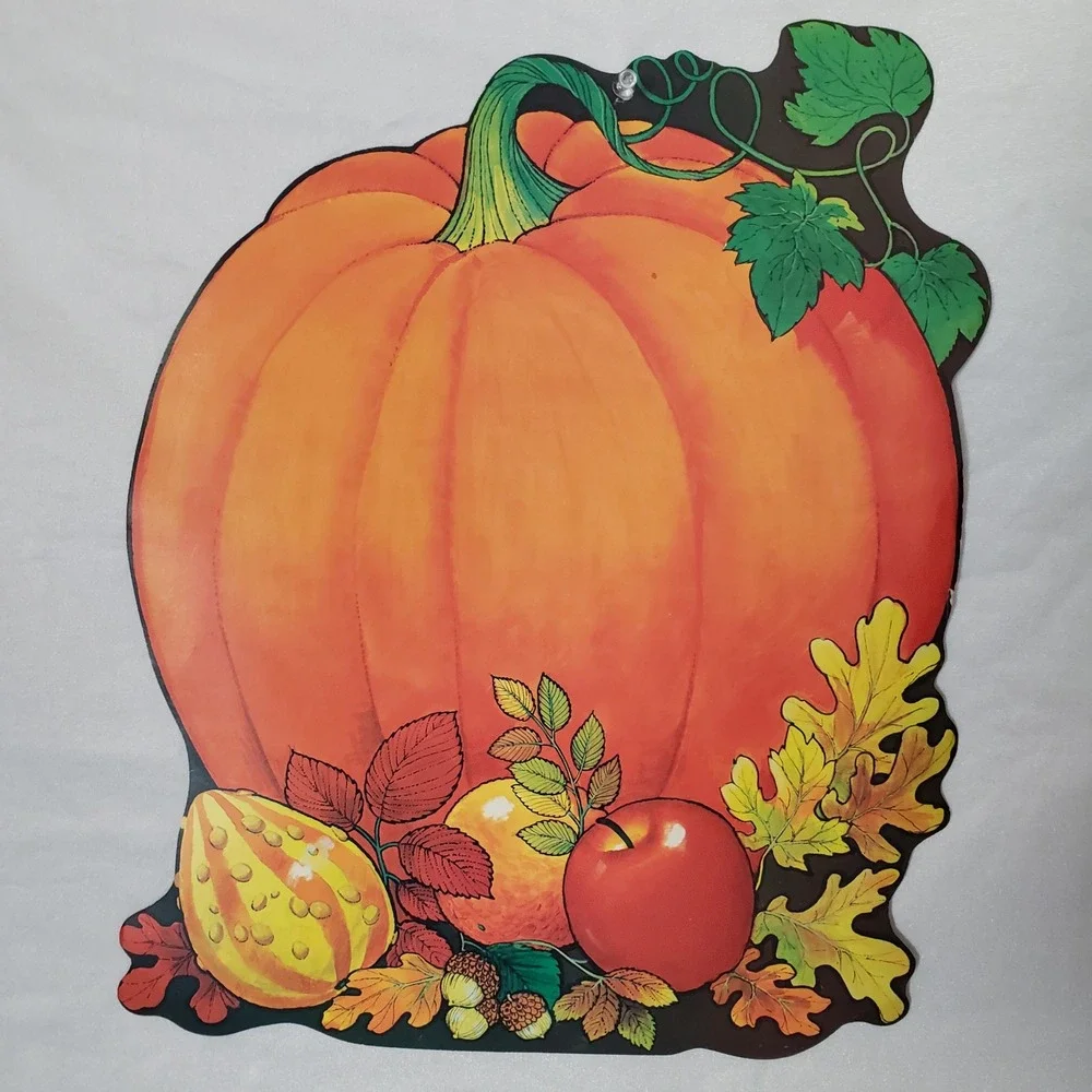 Beistle '78 Thanksgiving Harvest Pilgrim Indian Die Cut +‎ Pumpkin Wall Decor